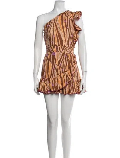 Pre-owned Poupette St Barth Printed Mini Dress In Orange