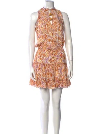 Pre-owned Poupette St Barth Printed Mini Dress In Orange