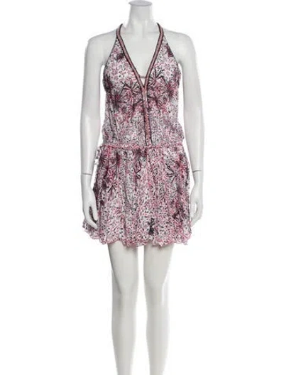 Pre-owned Poupette St Barth Printed Mini Dress In Pink