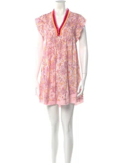Pre-owned Poupette St Barth Printed Mini Dress In Pink