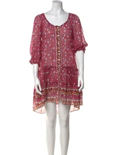 Pre-owned Poupette St Barth Printed Mini Dress In Pink