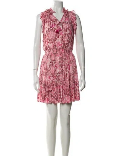 Pre-owned Poupette St Barth Printed Mini Dress In Pink