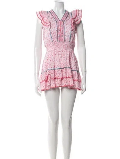 Pre-owned Poupette St Barth Printed Mini Dress In Pink