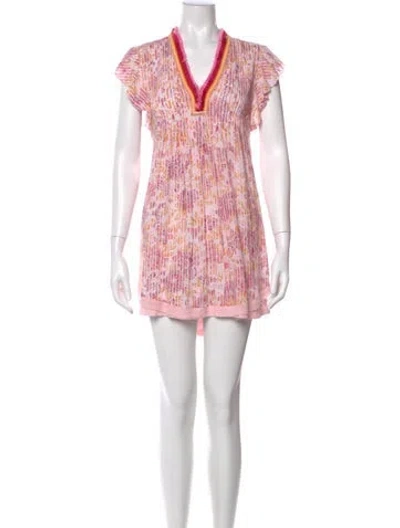 Pre-owned Poupette St Barth Printed Mini Dress In Pink