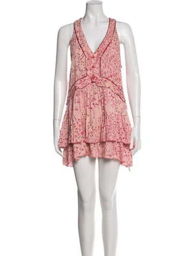 Pre-owned Poupette St Barth Printed Mini Dress In Pink