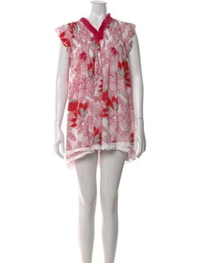 Pre-owned Poupette St Barth Printed Mini Dress In Pink