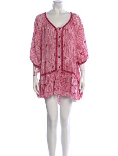 Pre-owned Poupette St Barth Printed Mini Dress In Pink