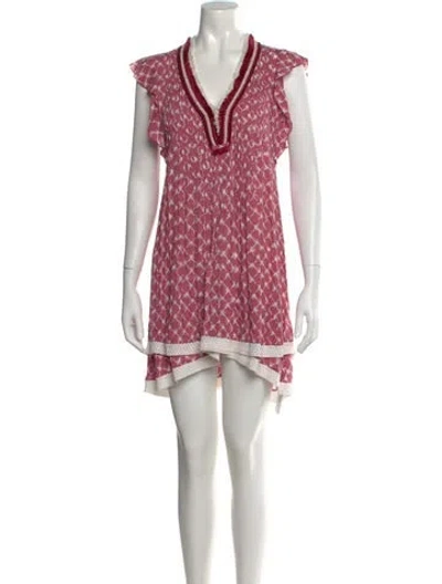 Pre-owned Poupette St Barth Printed Mini Dress In Pink