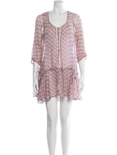 Pre-owned Poupette St Barth Printed Mini Dress In Pink