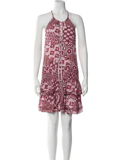 Pre-owned Poupette St Barth Printed Mini Dress In Red