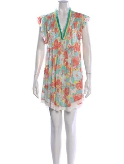 Pre-owned Poupette St Barth Printed Mini Dress In Red