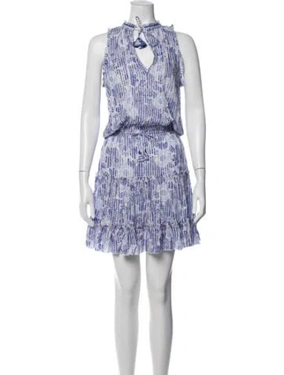 Pre-owned Poupette St Barth Printed Mini Dress W/ Tags In Blue