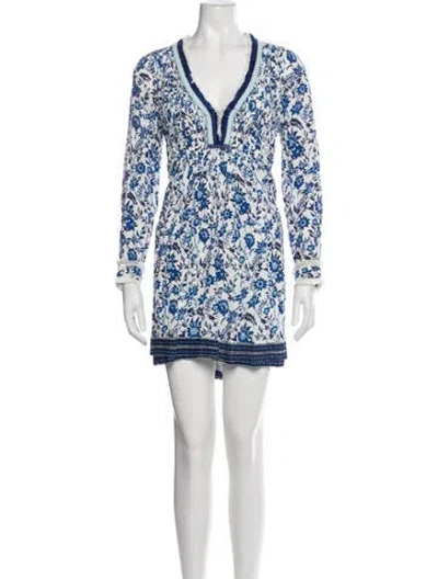 Pre-owned Poupette St Barth Printed Mini Dress W/ Tags In White