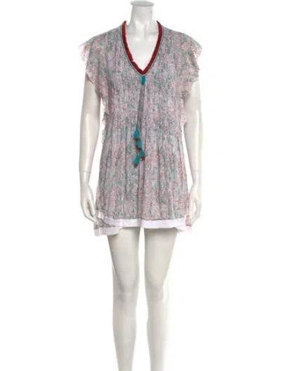 Pre-owned Poupette St Barth Printed Mini Dress In White