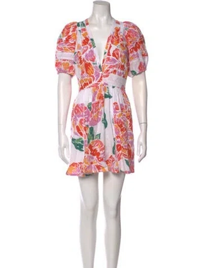 Pre-owned Poupette St Barth Printed Mini Dress In White
