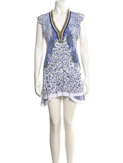 Pre-owned Poupette St Barth Printed Mini Dress In White