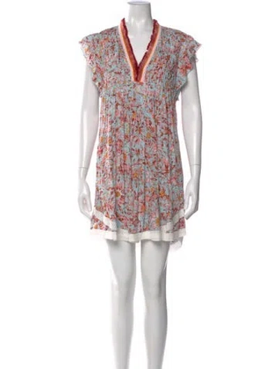 Pre-owned Poupette St Barth Printed Mini Dress In White