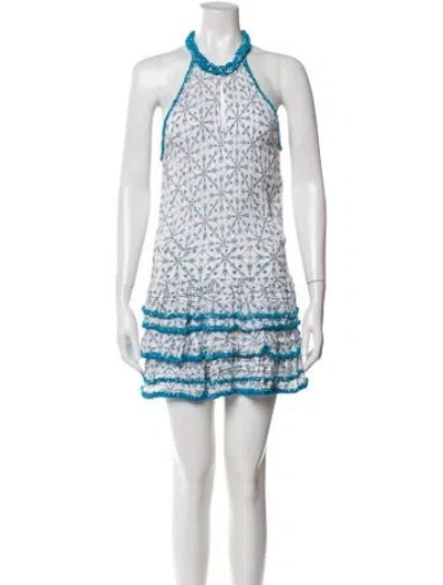 Pre-owned Poupette St Barth Printed Mini Dress In White