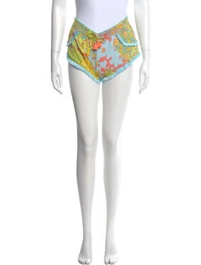 Pre-owned Poupette St Barth Printed Mini Shorts In Blue