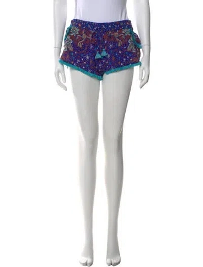 Pre-owned Poupette St Barth Printed Mini Shorts In Blue
