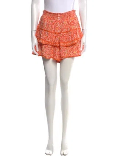 Pre-owned Poupette St Barth Printed Mini Shorts In Orange