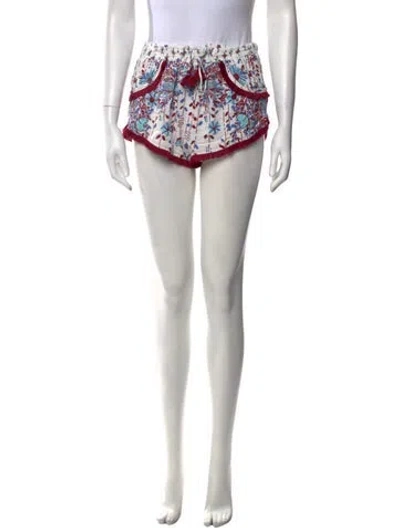 Pre-owned Poupette St Barth Printed Mini Shorts In White
