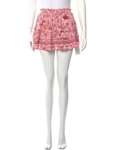 Pre-owned Poupette St Barth Printed Mini Skirt W/ Tags In Pink