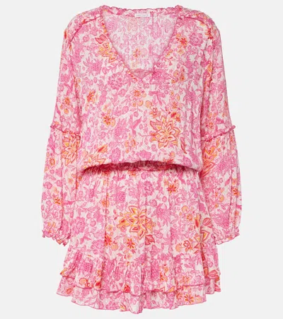 Poupette St Barth Printed Minidress In Pink Ananas