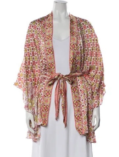 Pre-owned Poupette St Barth Printed Robe In Pink