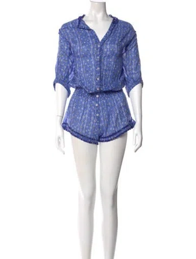 Pre-owned Poupette St Barth Printed Romper In Blue
