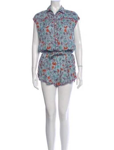 Pre-owned Poupette St Barth Printed Romper In Blue
