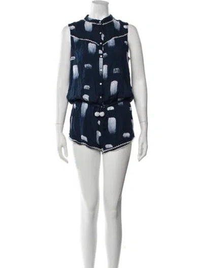 Pre-owned Poupette St Barth Printed Romper In Blue