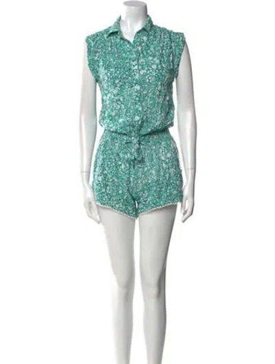 Pre-owned Poupette St Barth Printed Romper In Green