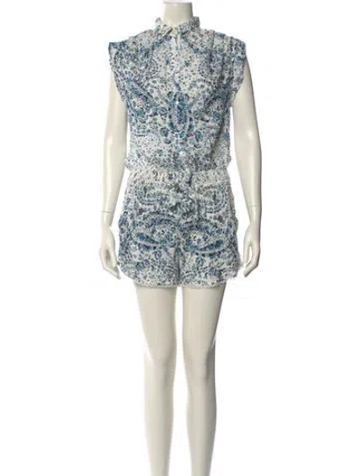 Pre-owned Poupette St Barth Printed Romper In White