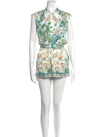 Pre-owned Poupette St Barth Printed Romper In White