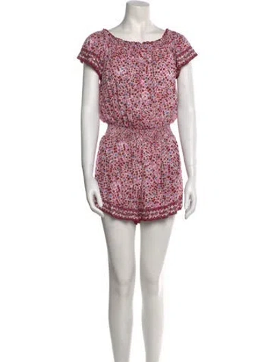 Pre-owned Poupette St Barth Printed Scoop Neck Romper In Pink