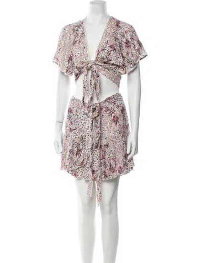 Pre-owned Poupette St Barth Printed Skirt Set In Pink