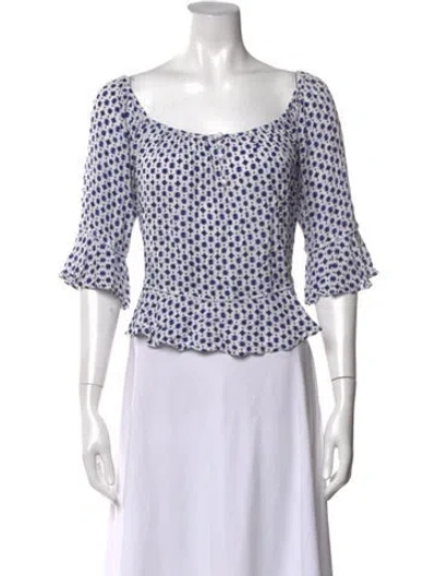 Pre-owned Poupette St Barth Printed Square Neckline Blouse