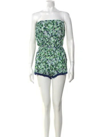 Pre-owned Poupette St Barth Printed Strapless Romper In Multi