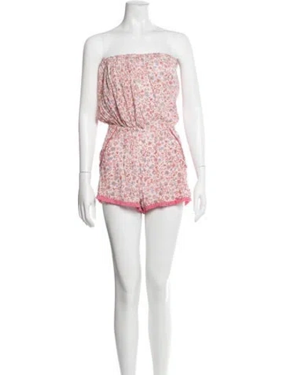 Pre-owned Poupette St Barth Printed Strapless Romper In Pink