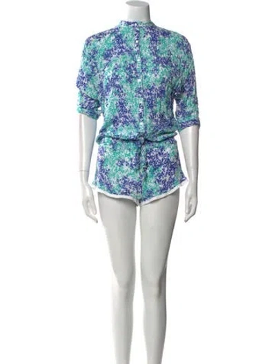 Pre-owned Poupette St Barth Printed Turtleneck Romper In Multi