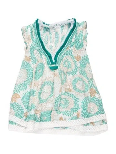 Pre-owned Poupette St Barth Printed V-neck Blouse In Blue