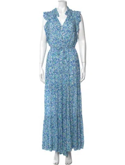 Pre-owned Poupette St Barth Printed V-neck Jumpsuit In Blue