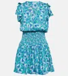 Poupette St Barth Rachel Floral Minidress In Green Dalia