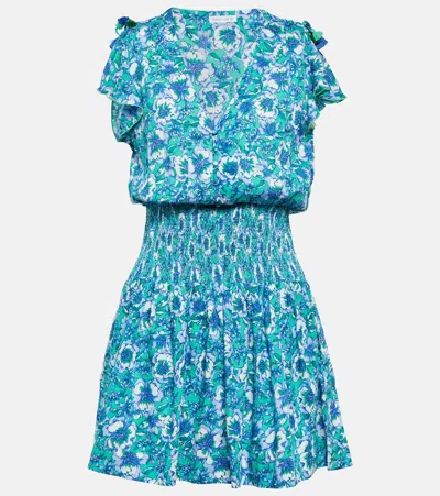 Poupette St Barth Rachel Floral Minidress In Green Dalia