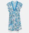 Poupette St Barth Sasha Floral Ruffled Minidress In Blue Savana
