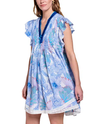 Poupette St Barth Sasha Mini Dress Cover Up In Blue