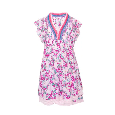 Poupette St Barth Sasha Mini Dress Kids Pink Kookoo Bird