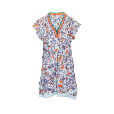 Poupette St Barth Sasha Mini Dress Kids Sky Blue Clary In Gray
