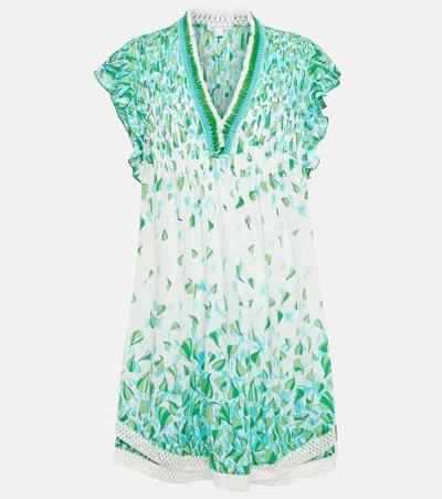 Poupette St Barth Sasha Printed Minidress In Green Petale